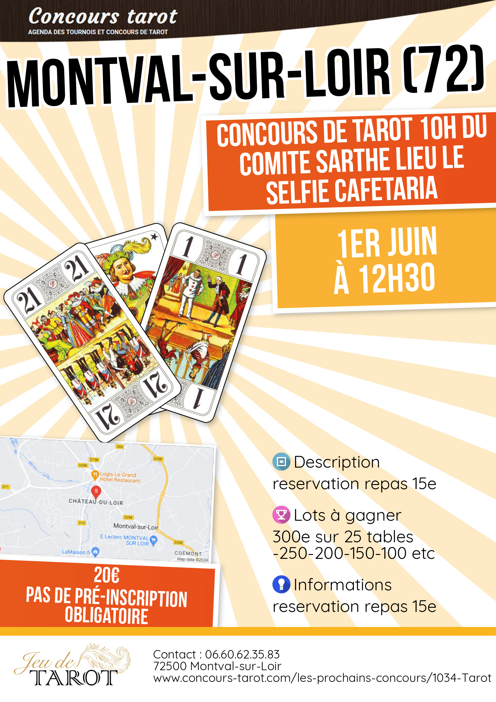 Concours de tarot 10h du comite sarthe lieu le selfie cafetaria