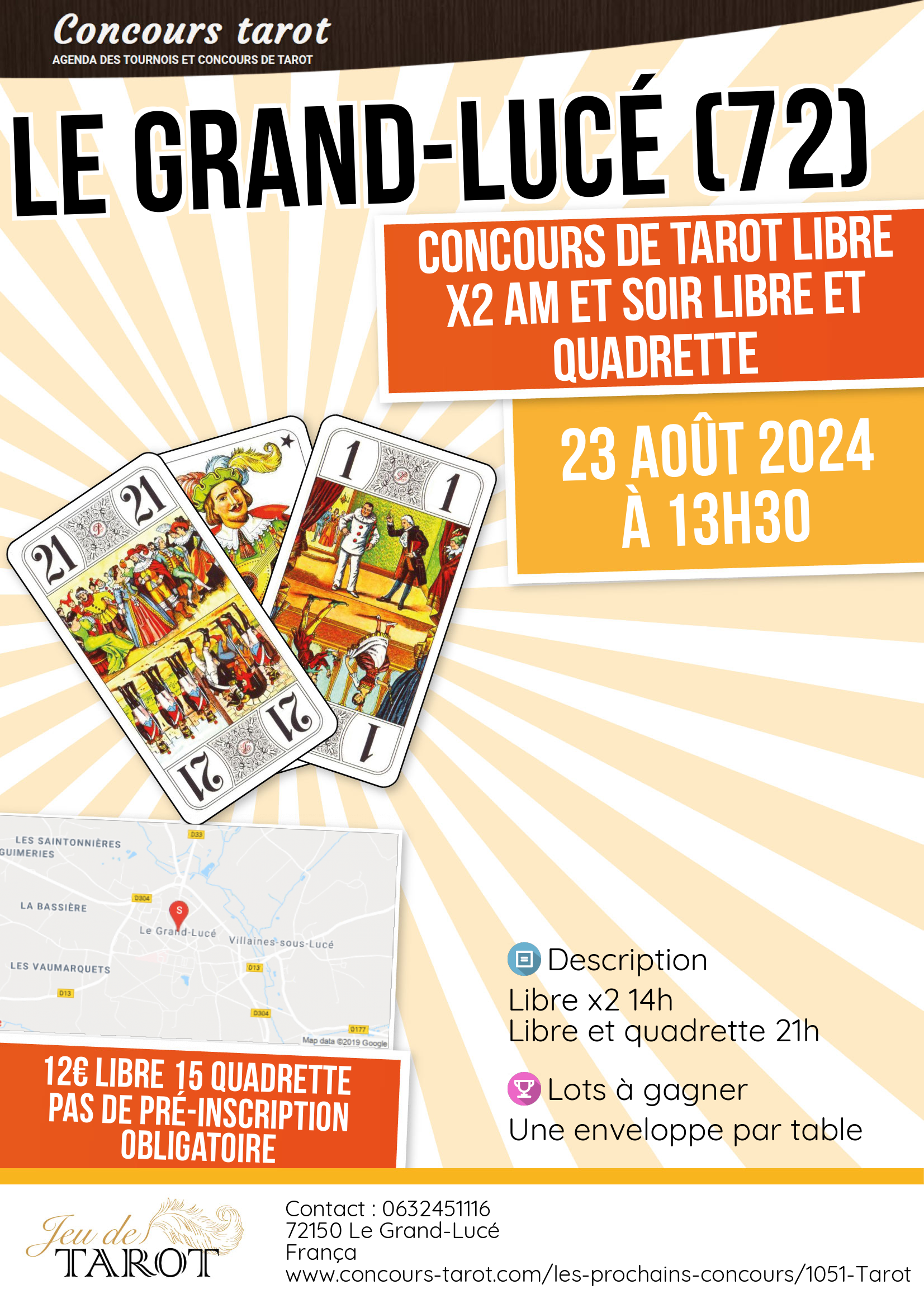 Concours de tarot libre x2 am et soir libre et quadrette