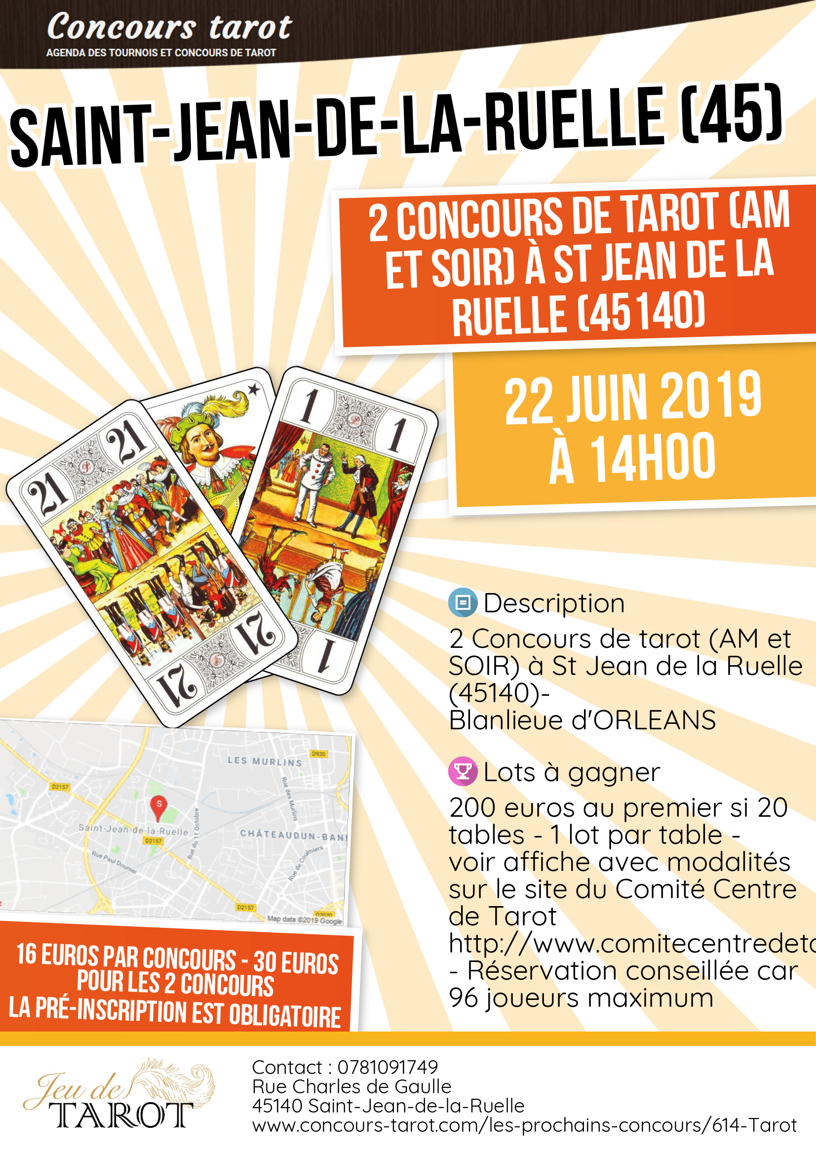 2 Concours de tarot AM et SOIR a St Jean de la Ruelle 45140