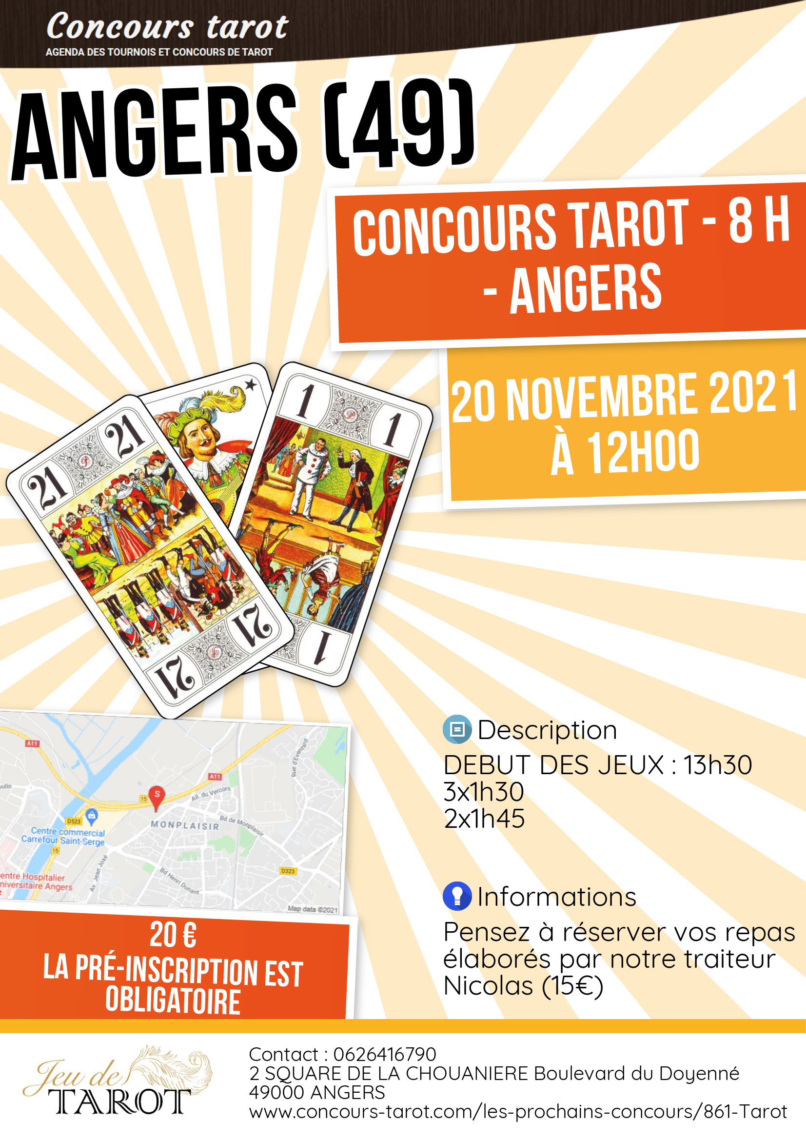 Concours Tarot  8 h  Angers