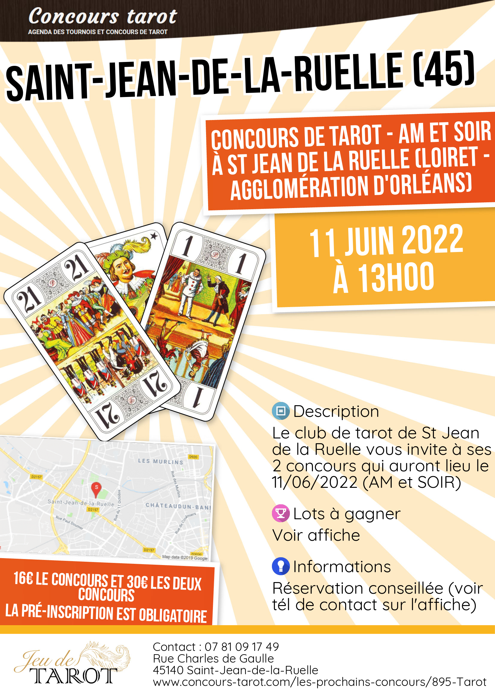 Concours de tarot  AM et SOIR a St Jean de la Ruelle Loiret  agglomeration d Orleans