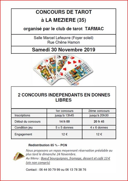 Deux concours de tarot a La Meziere 35
