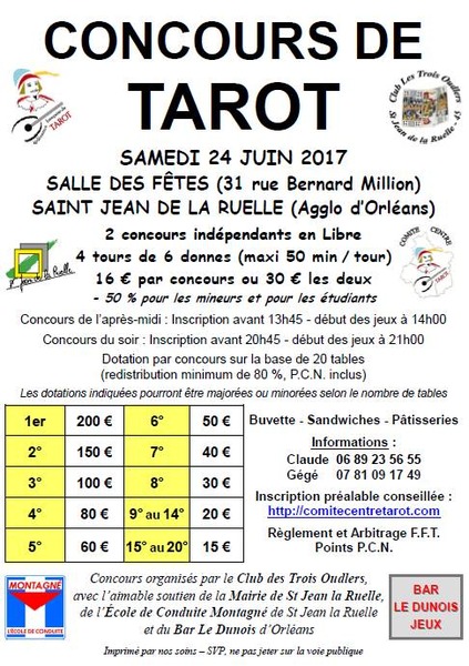 2 Concours de tarot a St Jean de la Ruelle banlieue d Orleans  45